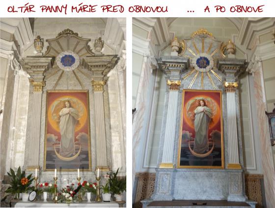 Oltár Panny Márie pred a po obnove.jpg Oltár Panny Márie pred a po obnove.jpg